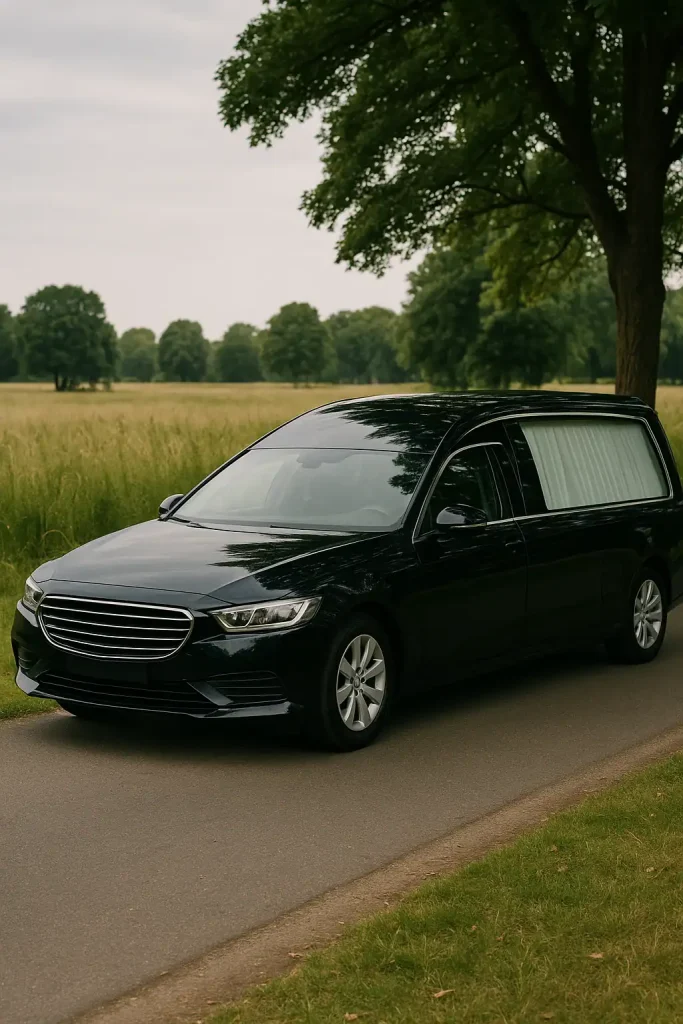 Sort limousinekørsel til begravelse under fredelige omgivelser.