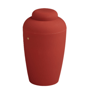 Soft urne i rød i Den Hjertevarme Afsked – Stofsky Begravelse 92 72 92 92