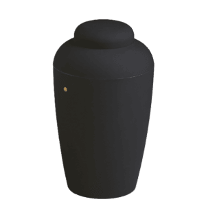 Soft urne i sort i Den Hjertevarme Afsked – Stofsky Begravelse 92 72 92 92