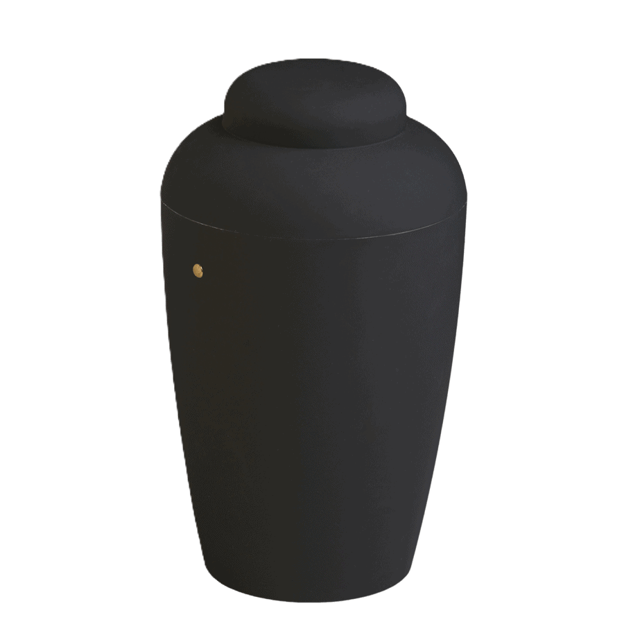 Soft urne i sort i Den Hjertevarme Afsked – Stofsky Begravelse 92 72 92 92