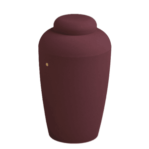 Soft urne i bordeaux i Den Hjertevarme Afsked – Stofsky Begravelse 92 72 92 92