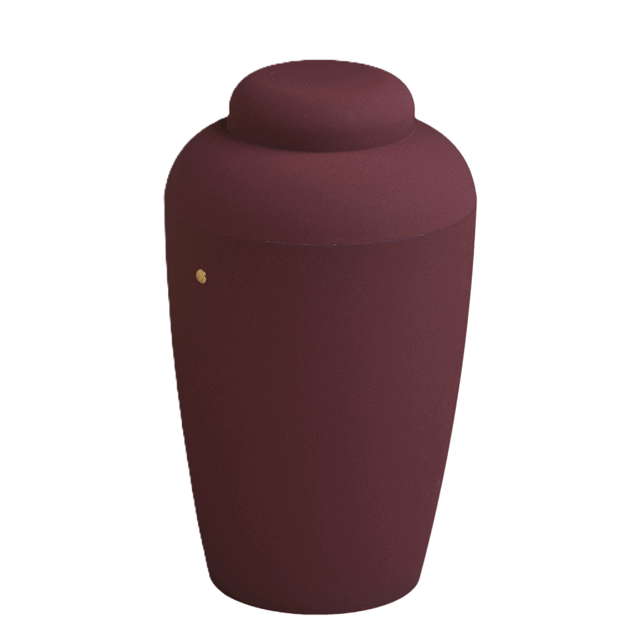 Soft urne i bordeaux i Den Hjertevarme Afsked – Stofsky Begravelse 92 72 92 92
