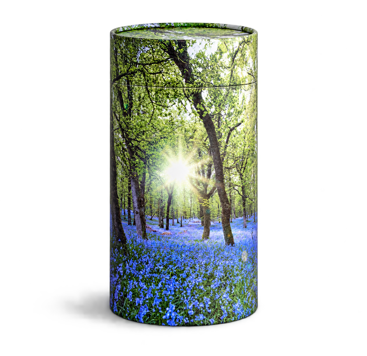 Blomstrende skov med sollys - tube urne